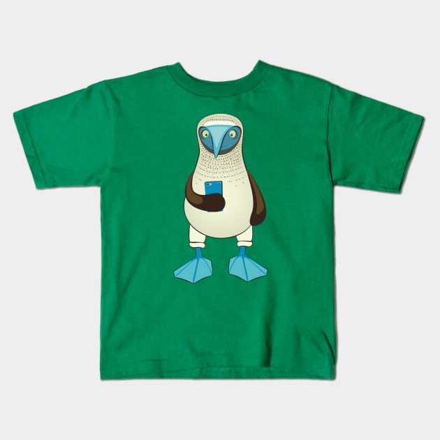 Blue-footed Booby with Phone Kids T-Shirt by lents